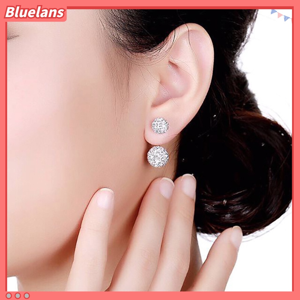 Bluelans Fashion Women Rhinestone Inlaid Ball Shape Pendant Stud Earrings Jewelry Gift