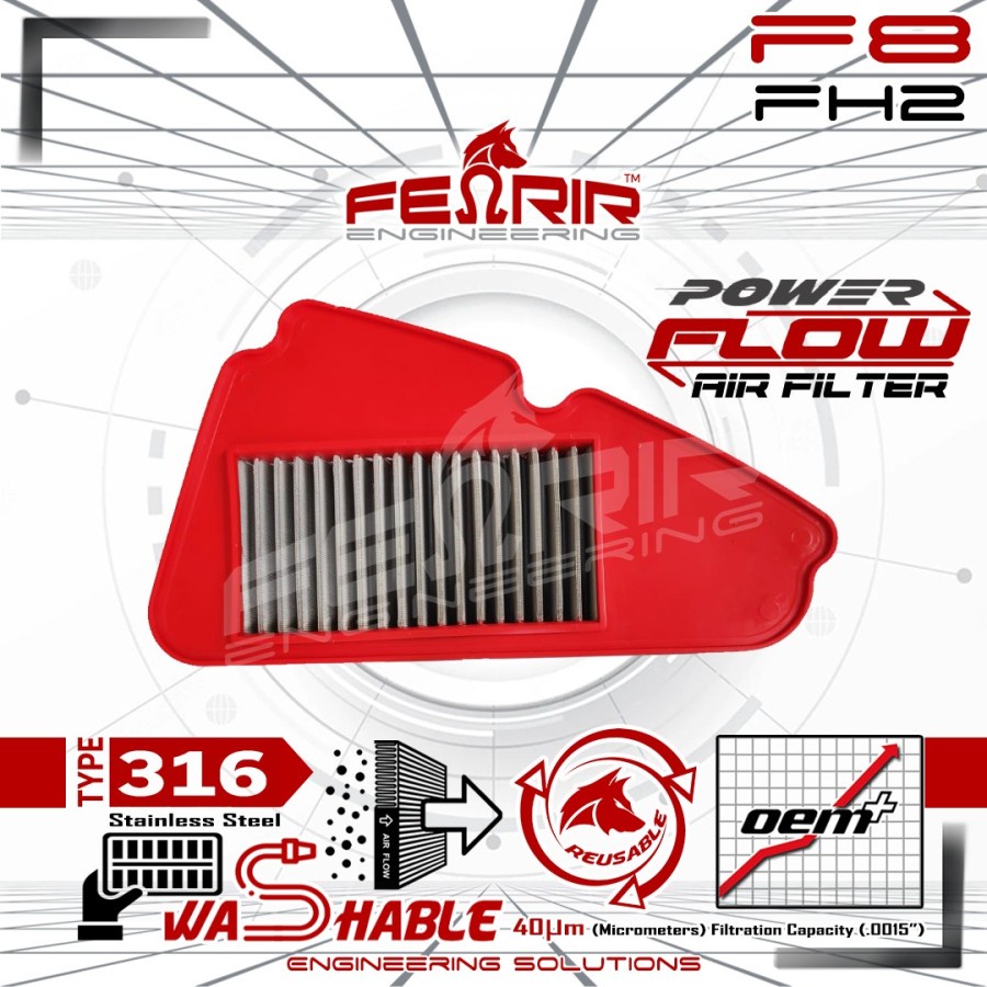 Filter Udara Fenrir Stainless Steel F8-FH2 Genio New Beat New Scoopy