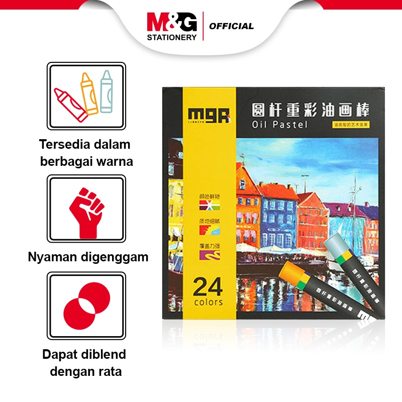 

M&G Heavy-Color Round Shape Oil Pastel 24 colors 36 colors 48 colors Oil Pastel 24 Warna 36 Warna