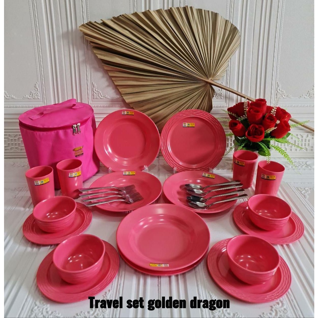 MELAMIN SET TRAVEL GOLDEN DRAGON