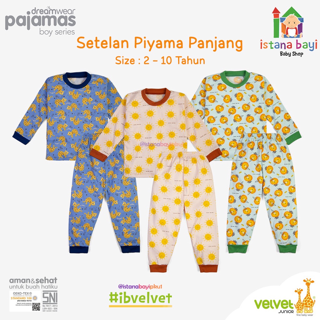 Velvet Junior Piyama Dreamwear Setelan Piyama anak BOY &amp; GIRL 7-10 Tahun/setelan piyama bayi