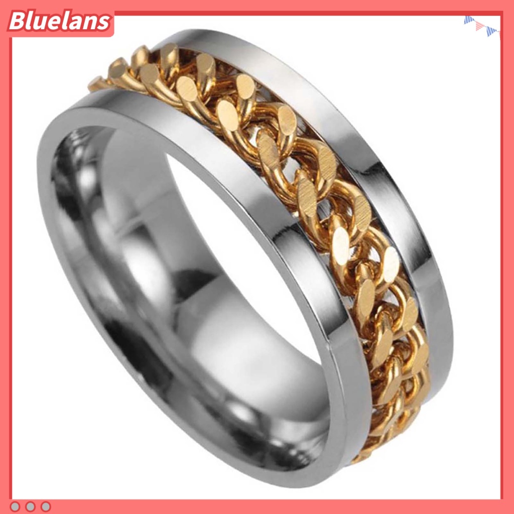 Bluelans Chain Rotatable Chain Glittering Jewelry Gift Men Finger Ring