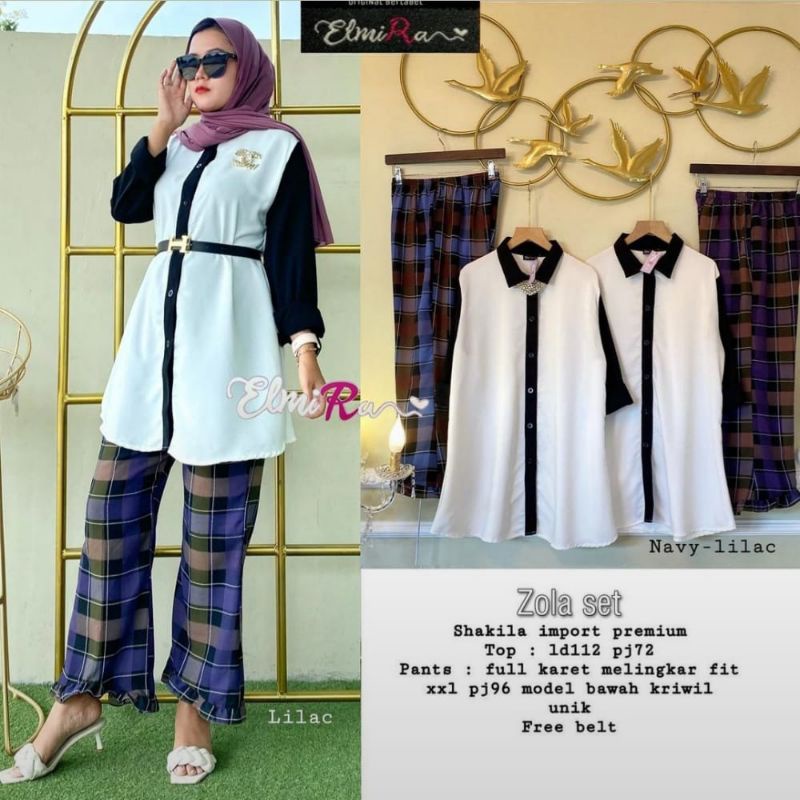 ZOLA SET BY ELMIRA / SET WANITA MUSLIMAH / Setelan baju wanita kekinian