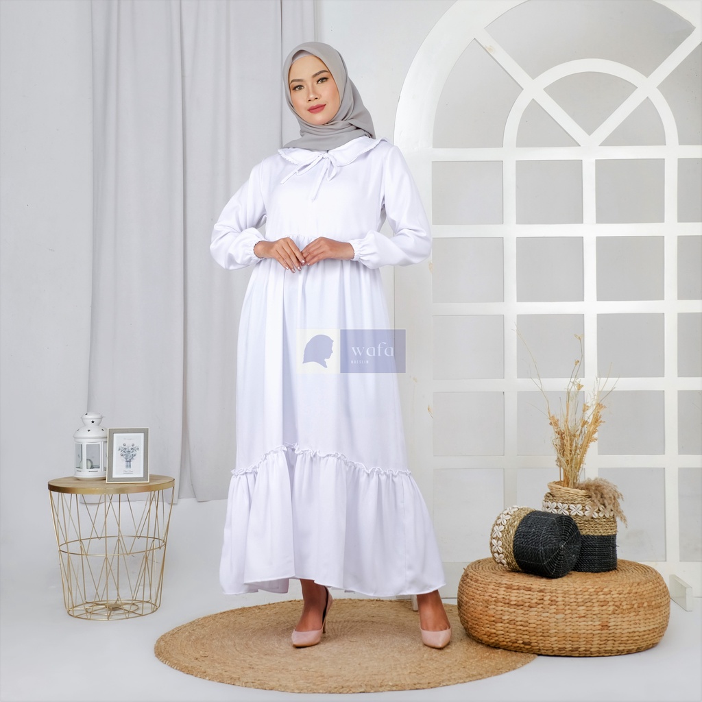 PROMO AMORA GAMIS Terbaru 2022 Gamis Putih Wanita Elegan Gamis Simple Elegan Modern Remaja Baju Gami