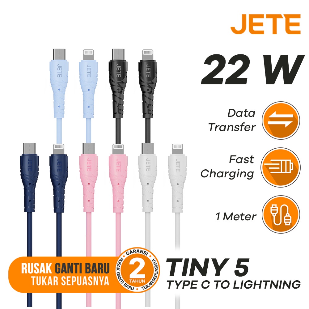 Kabel Data Kabel Type C to Lightning Fast Charging with LED Light JETE Tiny 5 - Garansi 2 Tahun