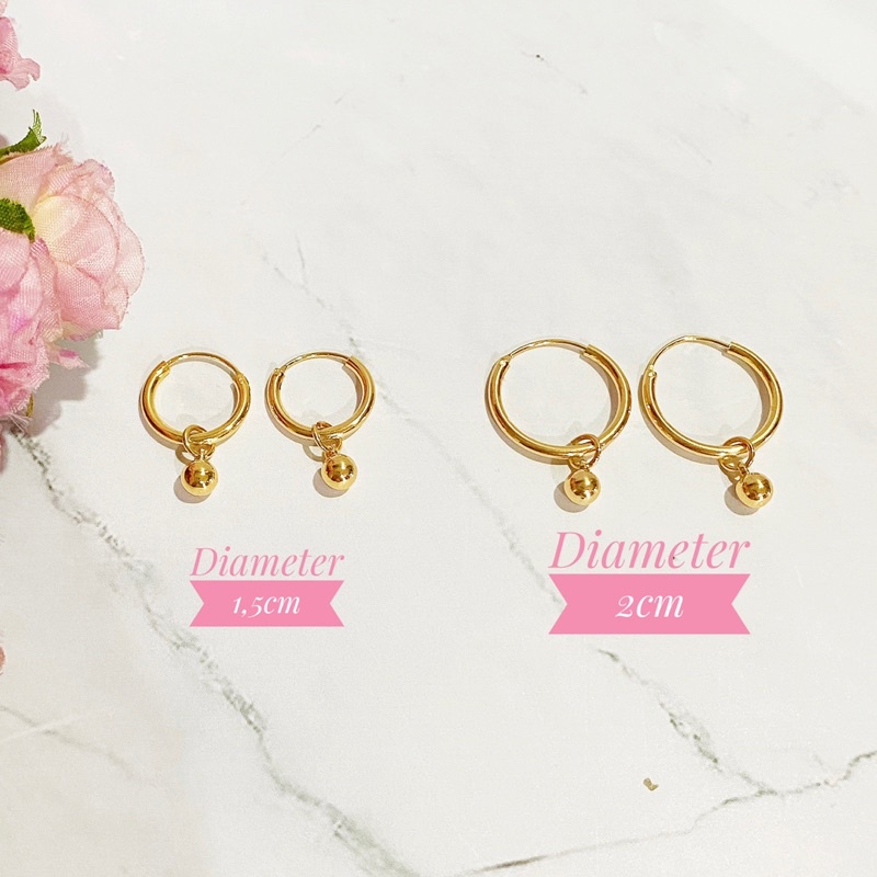 Anting Titanium Anak ABG/ Dewasa Model Bulat Gipsy Gantung (Diameter 1,5cm)