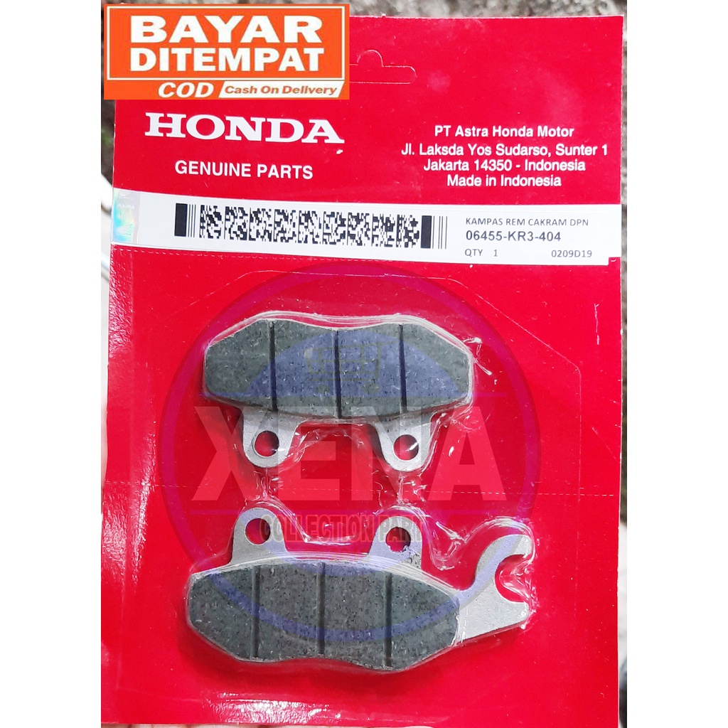 Dispad Kampas Rem Cakram Depan Honda Supra X 100 125 Kharisma KR3 / Dispad Kampas Rem Cakram Depan 06455-KR3-404 Supra x 125 Kharisma Revo Lama Supra Fit New KR3 HGP / dispad belakang supra x 125 blade kampas rem cakram