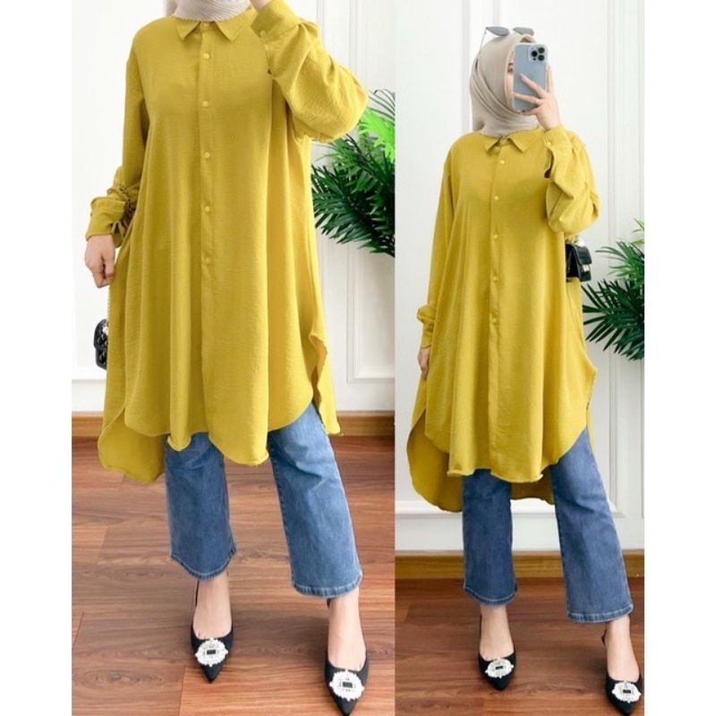 LIORA TUNIK CRINKLE /LONG TUNIK WANITA /KEMEJA PANJANG TERBARU