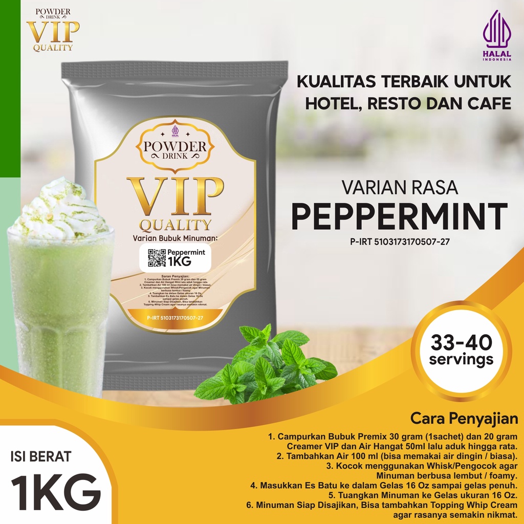 

Bubuk Minuman Kualitas VIP Rasa Peppermint 1 Kg Mint Bubuk Minuman Kelas VIP Boba Drink Powder
