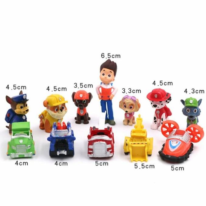 PAW PATROL isi 12 Action Figure Miniatur Topper Pajangan Mainan Puppy