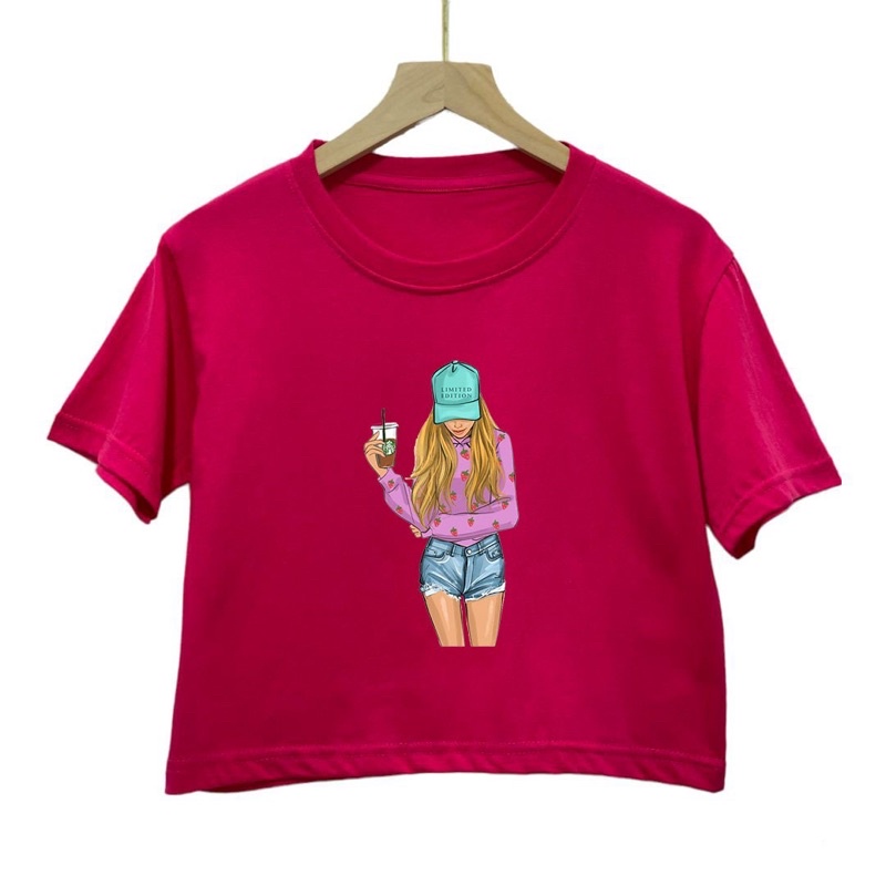 Crop top combed 30s motif girls