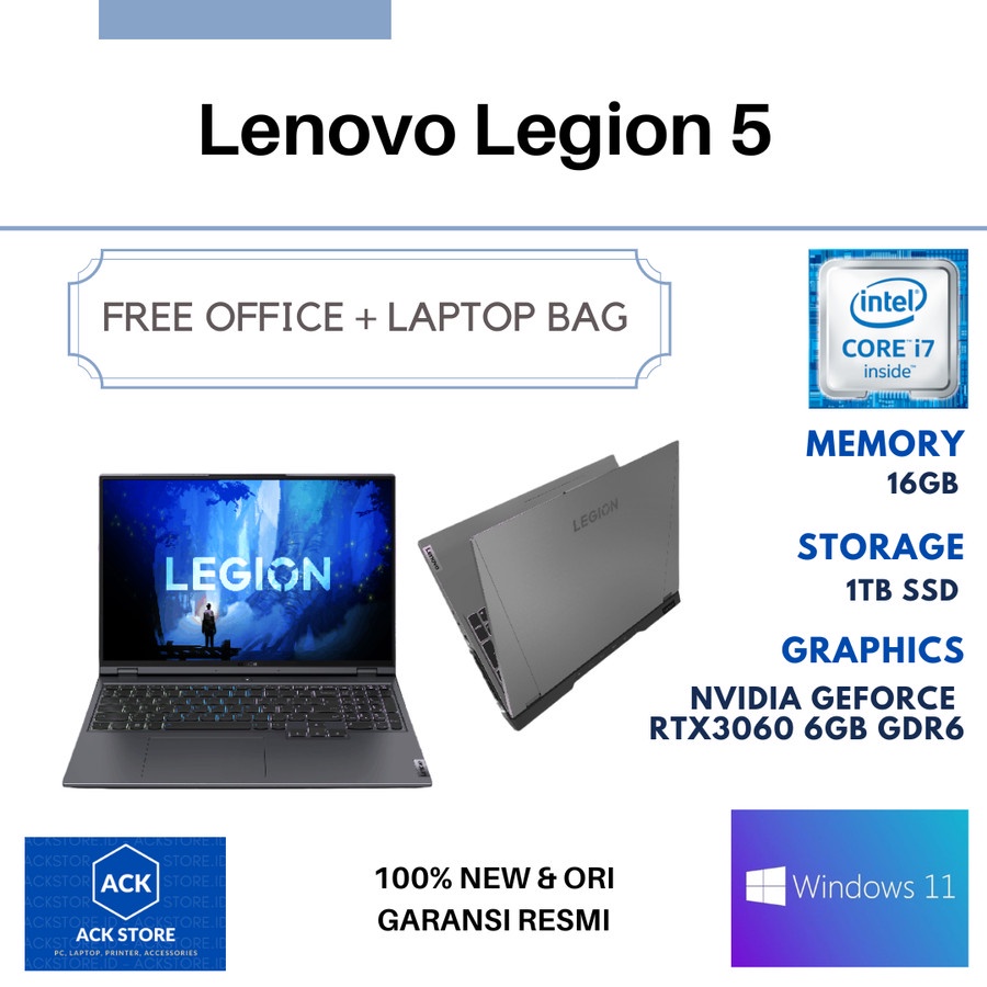 Lenovo Legion 5 PRO 5NID 16GB SSD 1TB RTX 3060 6GB W11 OHS