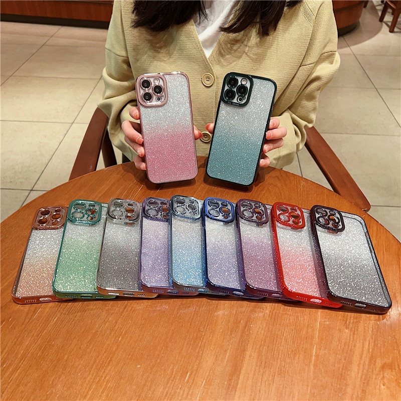 Soft case glitter Warna Gradasi Untuk 14 13 12 11Promax xsmax xr x / xs 7 / 8plus