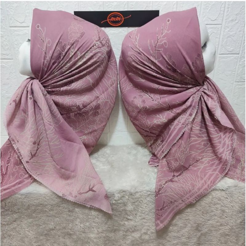 hijab denay segiempat motif akar peach krudung voal denay