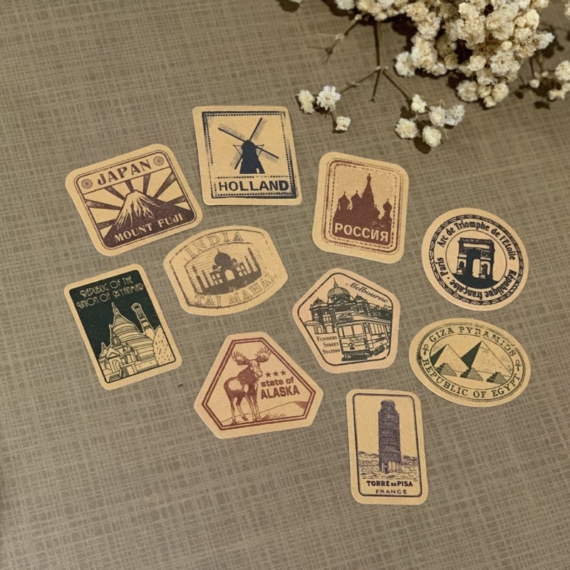 

country vintage deco stickers