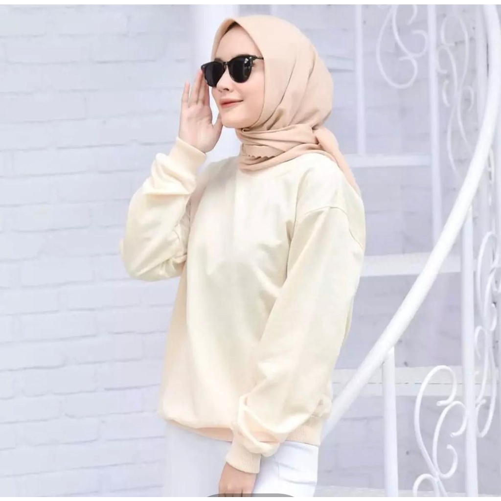 Sweater Basic Polos Oblong Wanita BAHAN FLEECE