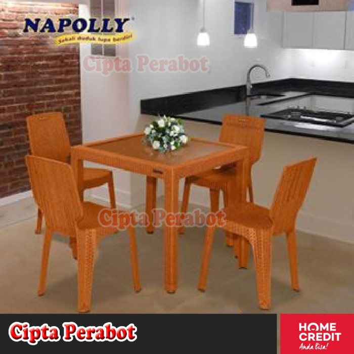 Dinning Set Plastik Napolly Rotan Meja Makan Plastik