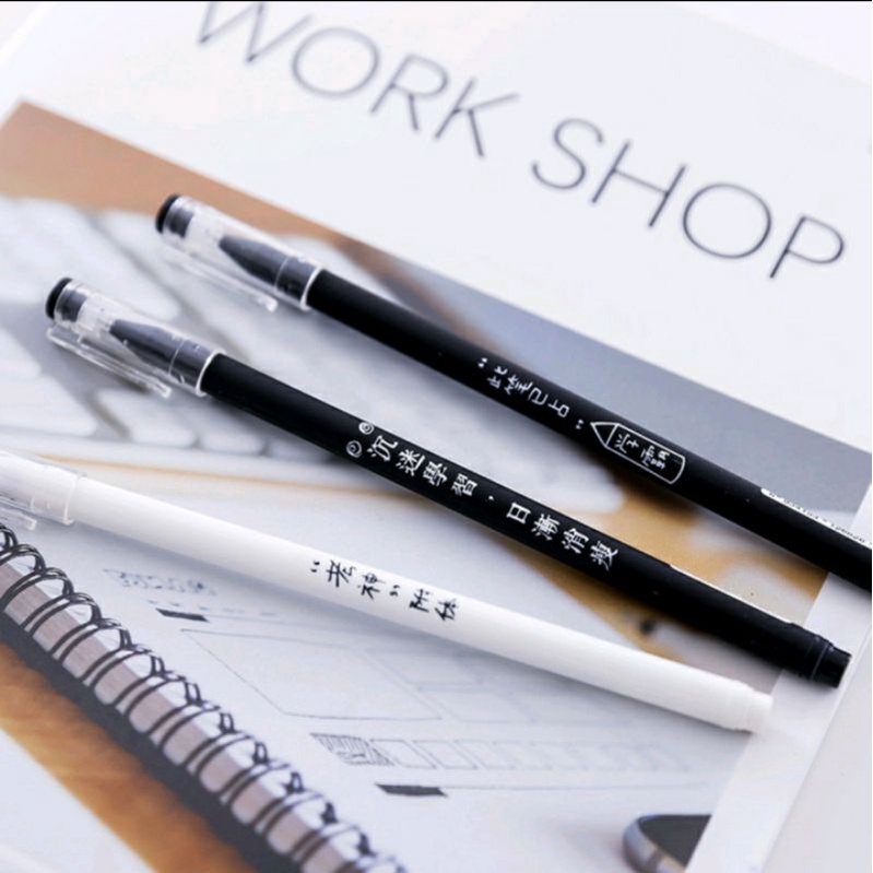 PULPEN PERSONALITY BLACK KREATIF SIMPLE 0,38 mm MOTIF TULISAN JEPANG CUTE