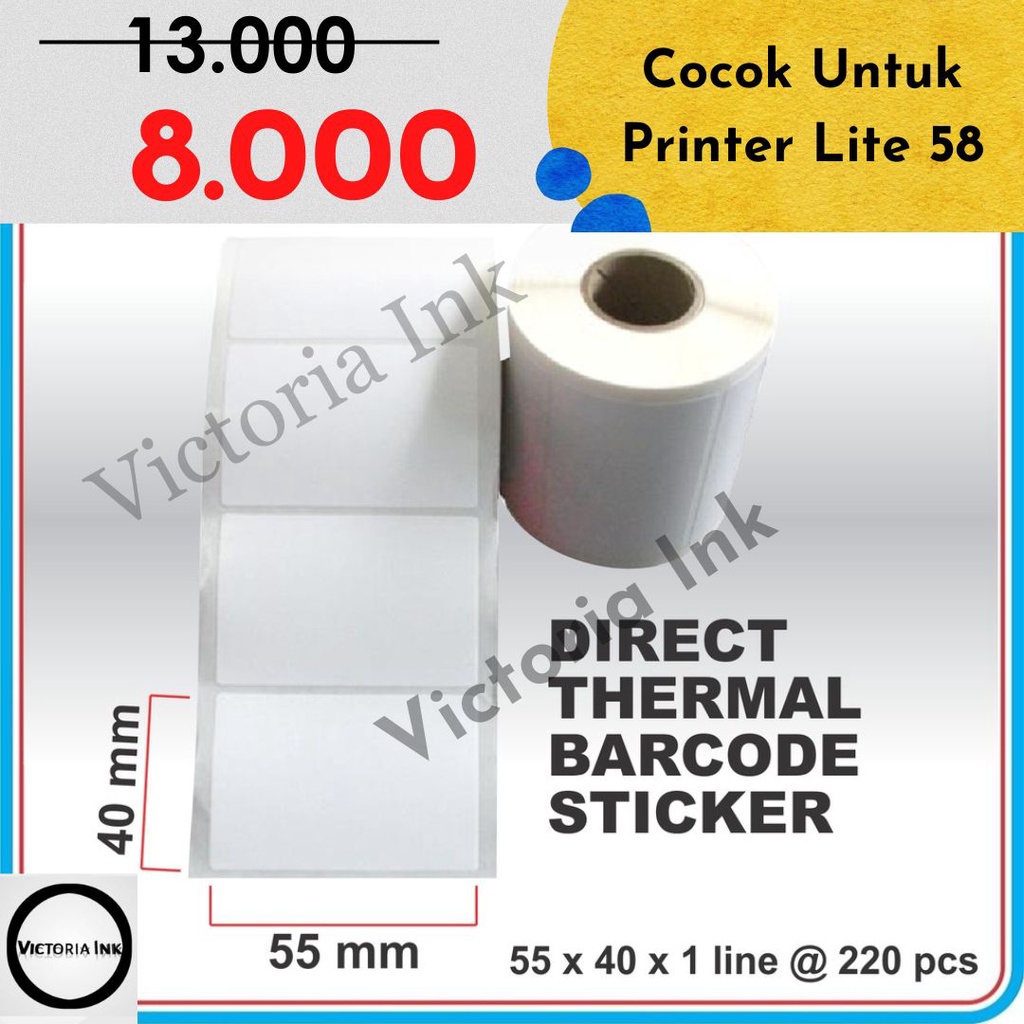 Direct Thermal Sticker Barcode Label Resi Blueprint BP 55x40 55×40 isi 220pcs Untuk Blueprint Lite 58 Lite58