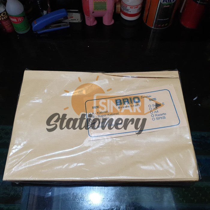 

Diskon Amplop Coklat Folio Brio 1Pak Isi 100Pc Berkualitas