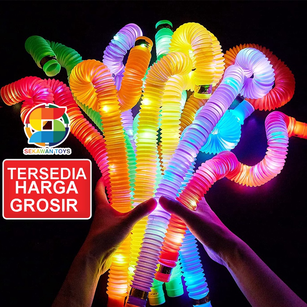 Mainan Viral Light POP  / Mainan Selang Tarik Lampu/ light up pop tubes pop pipes lampu stick pipa selang fidget toys