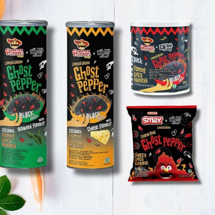 

(jqez -65) Mister Potato Ghost Pepper black crisps limited edition / keripik kentang 403KUMS