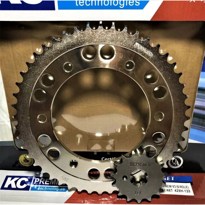 GEAR PAKET / GEAR SET KC PREMIER R15 V3 15T/48T 428H-128 RANTAI GOLD
