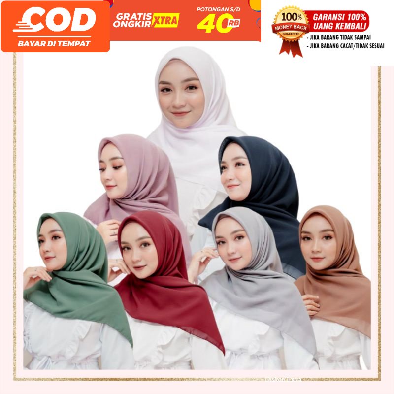 [fafihijab] HIJAB JILBAB SEGIEMPAT BELLA SQUARE (ISI 20 PCS) GROSIR READY MAKASSAR MURAH