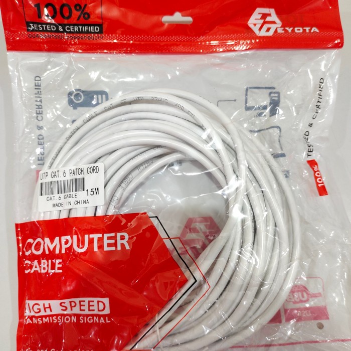 EYOTA Kabel LAN UTP CAT6 15 M + RJ45 EYOTA Siap pakai