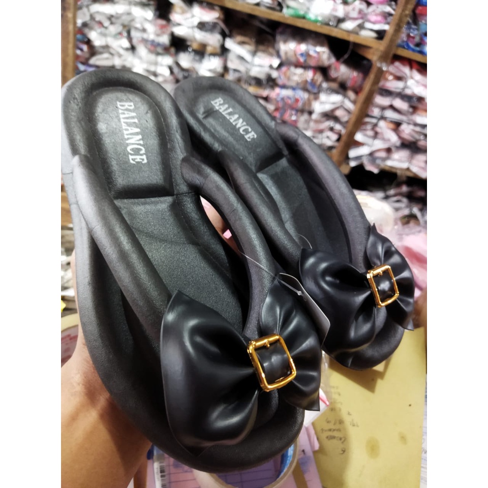 Sandal Jepit Wanita Import Karet Tali Bulat Rubber Elastic Motif Pita Balance 2024 (36-41)/SANDAL BANGKOK