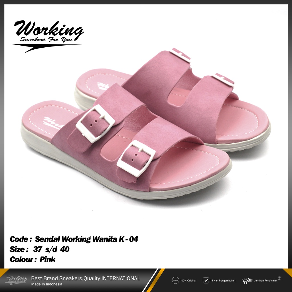 Sandal Wanita Slop Working K-04 Sandal Tali Slide Casual Sendal Cewek Slip On Nyaman Dipakai