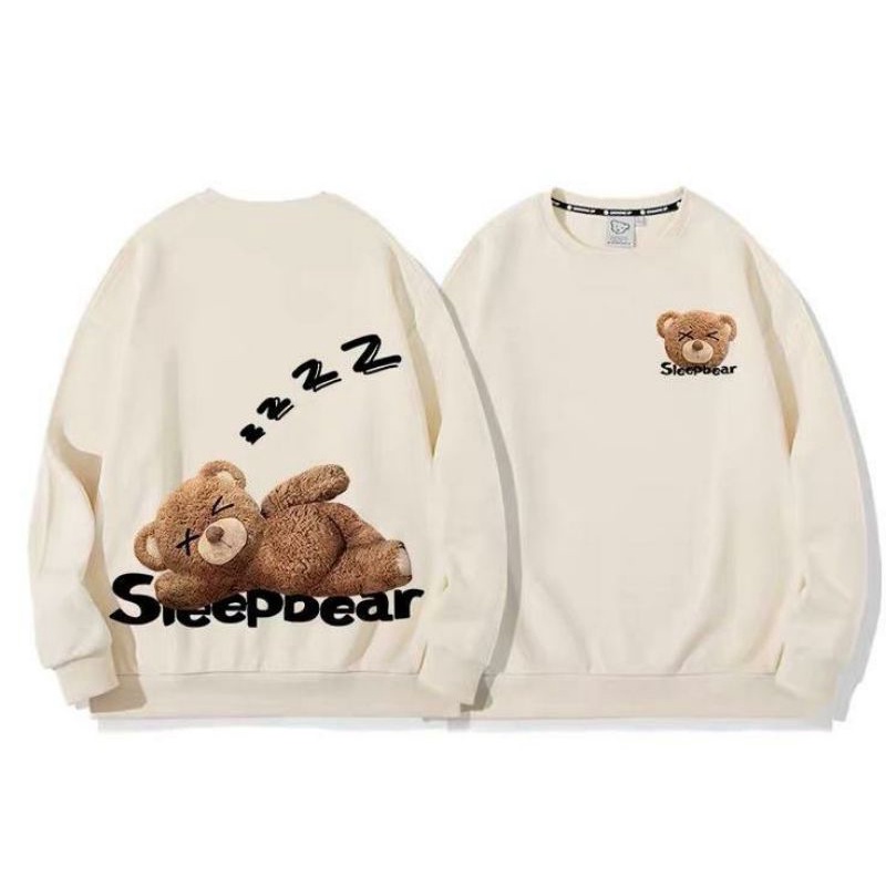 SWEATER WANITA ZZZ SLEEP BEAR SIZE M - XXL MOTIF BERUANG BEST TREND CREWNECK OVERSIZE / SWEATER UNISEX TEBAL