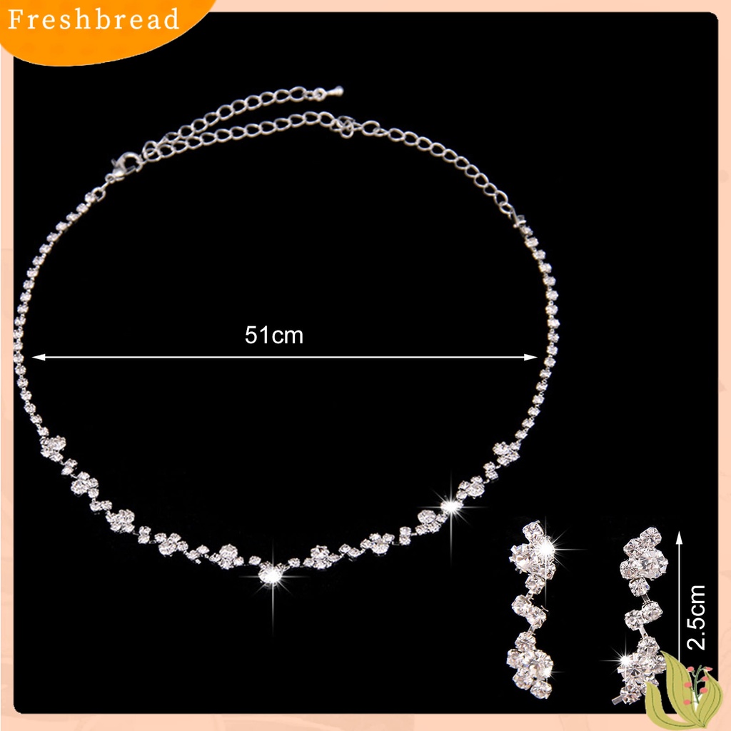 2pcs / Set Kalung Choker Anting Berlian Imitasi Bentuk Geometris Untuk Aksesoris Perhiasan