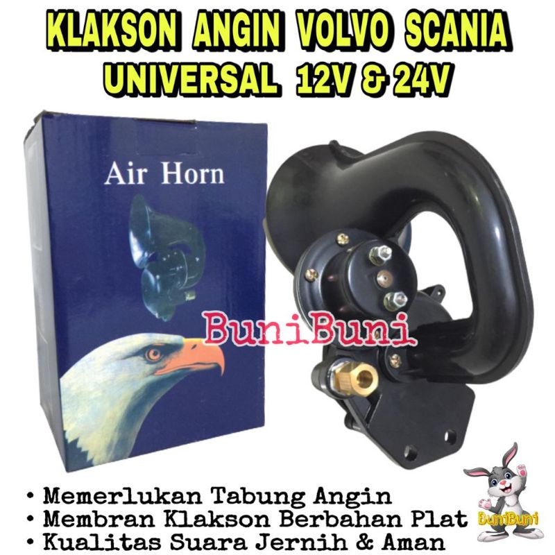 Klakson Angin Terompet Keong Model Volvo Scania Komplit Otomatis Untuk Mobil 12 Volt &amp; Truk 24 Volt High Quality