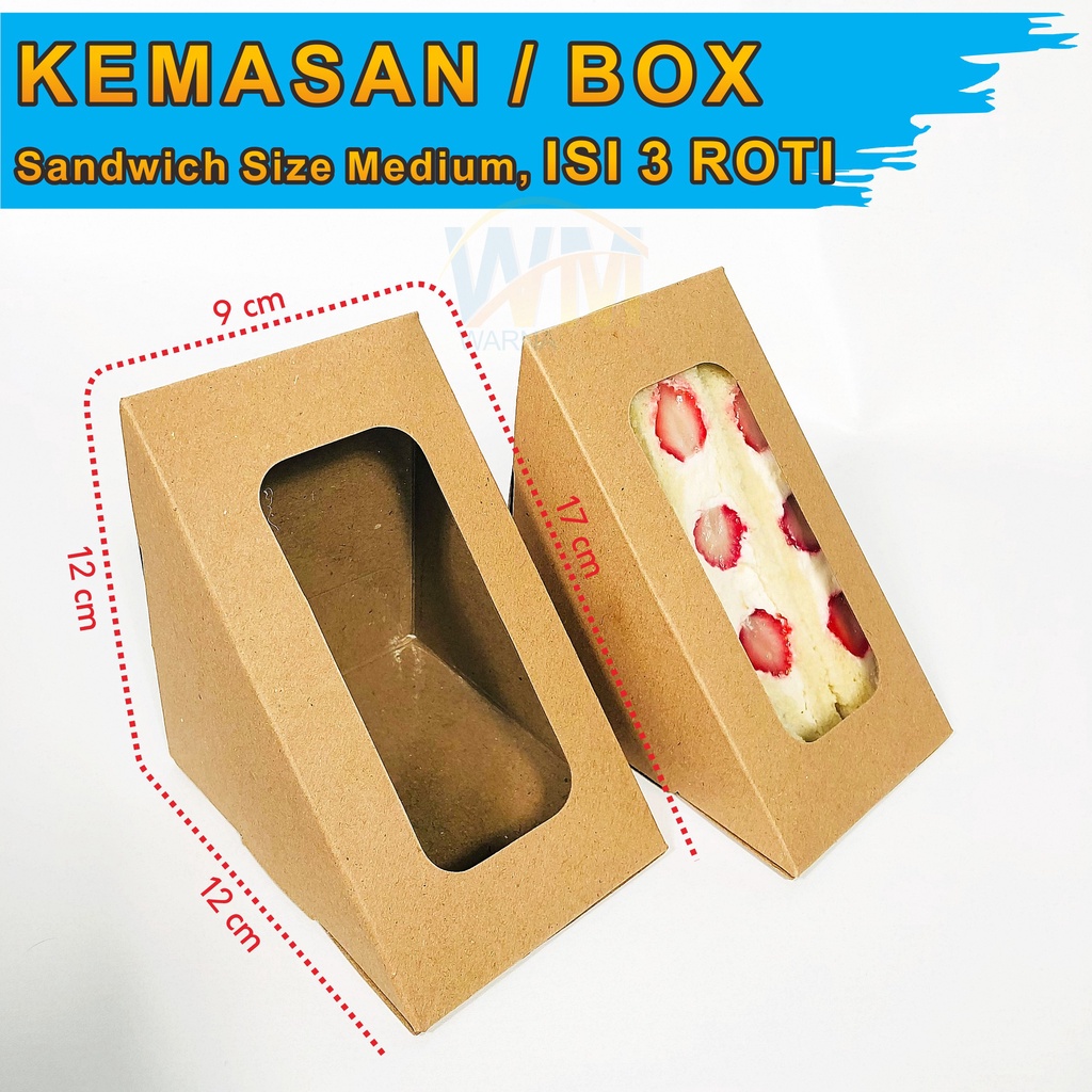 Box Sandwich Isi 3 Roti / Sandwich Box Fruit Sando / Kemasan Sandwich Segitiga / Box Sandwich / Packaging Kraft Sandwich / Kotak Roti Kraft Food Grade / Packaging Sandwich Take Away / Mika Sandwich Segitiga / Sandwich Mika