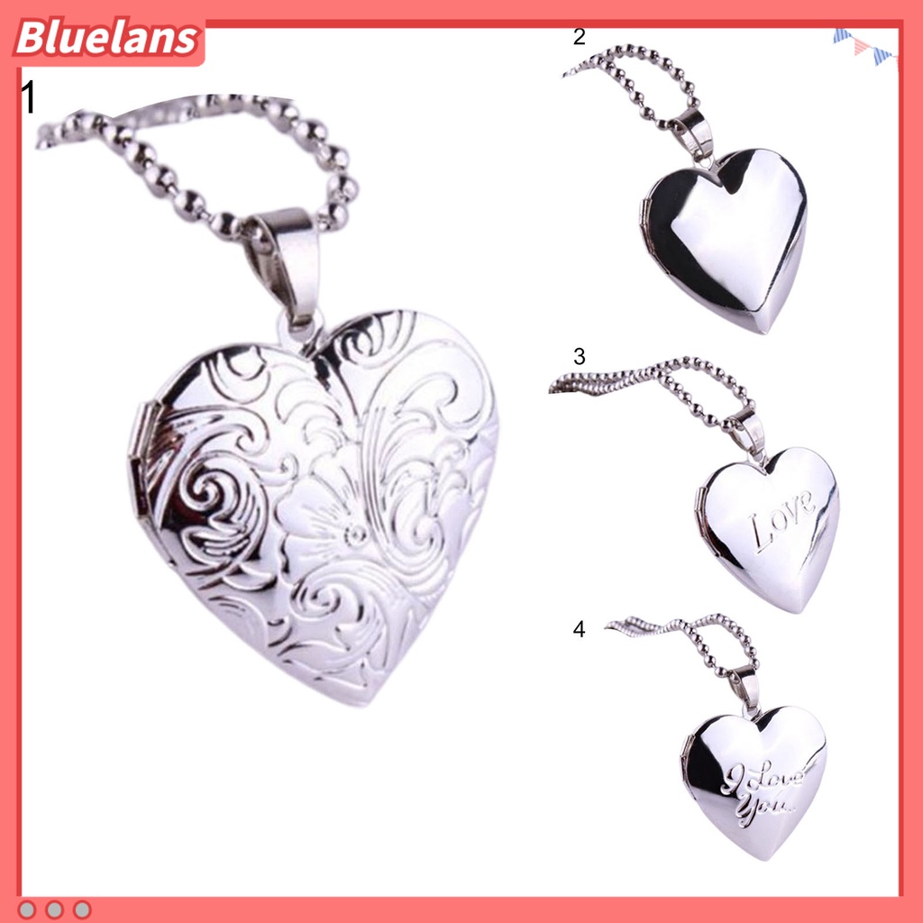 Bluelans Kalung Rantai Dengan Liontin Locket Foto Memorial Romantis Untuk Wanita