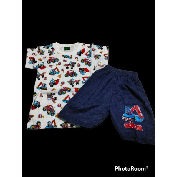 Setelan Baju Anak Laki-laki bahan bebykatun mobil truck Katun