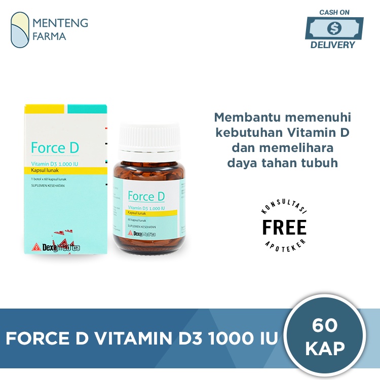 Force D Vitamin D3 1000 IU 60 Kapsul Lunak - Suplemen Vitamin D3