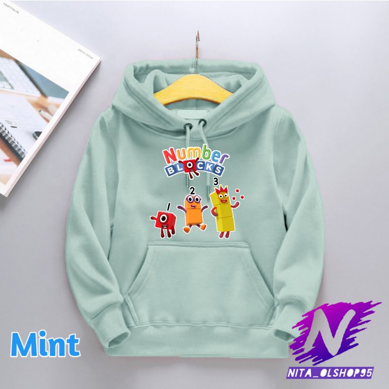 hoodie anak sweater anak nomber blocks lucu terbaru