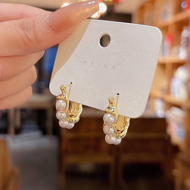 Anting Tusuk / Stud Model Retro Dengan Mutiara Imitasi Bahan silver 925