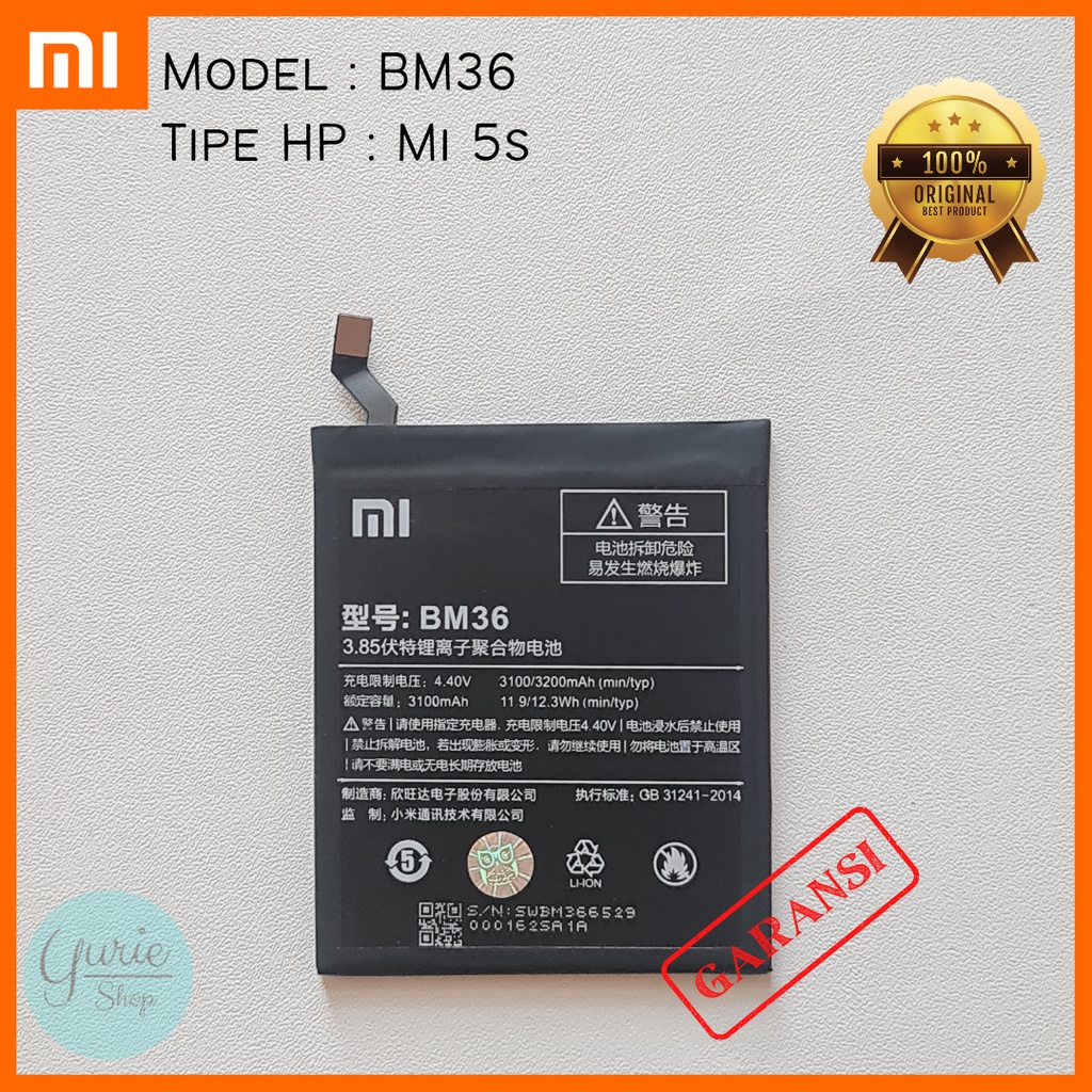 BATERAI BATTERY BATRE XIAOMI MI 5S BM36 ORIGINAL