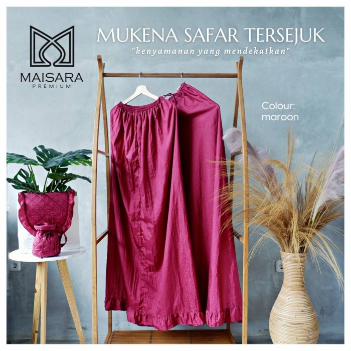 Termurah mukena safar parasut maisara premium telekung dewasa - maroon