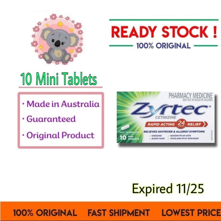 Zyrtec Allergy&HayfeverAntihistamine 10 Tablets Obat Alergi AUSSIE