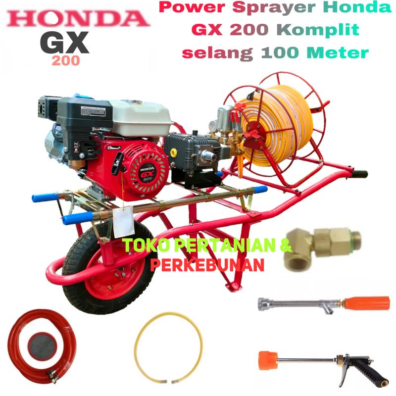POWER SPRAYER HONDA GX 200 KOMPLIT SELANG 100 METER + 2 PCS STIK SPRAYER