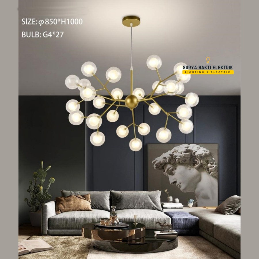 LAMPU GANTUNG MINIMALIS KUNANG KUNANG FIREFLY MODERN 27 KEPALA