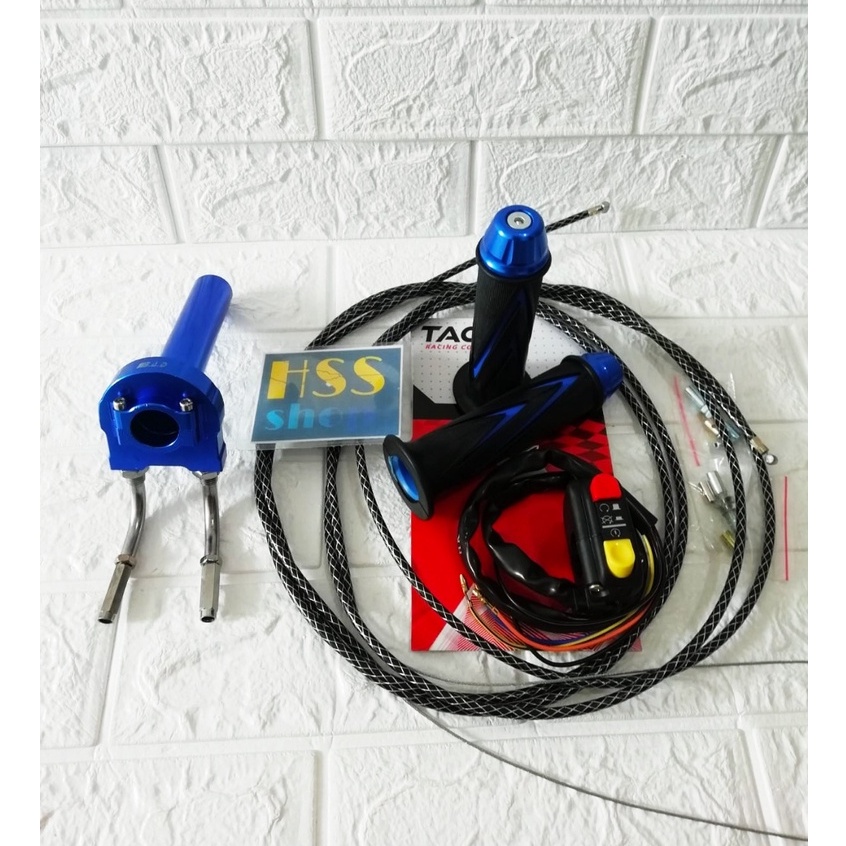 Gas Spontan 2 Kabel + Saklar Kanan + 2 Kabel Gas Serat + Handgrip Jalu = Vixion New, Nmax 155, PCX 1
