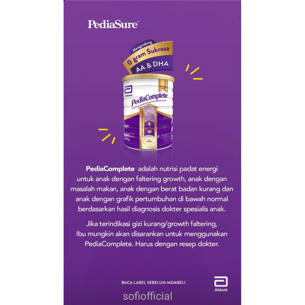 PEDIASURE / PEDIACOMPLETE 850 (bukan Triplesure) EXP 2025