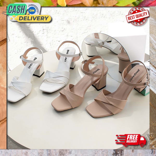 Sandal High Heels Tinggi 5Cm Hak Tahu Kaca Tali Bening Sendal Higheels Simple Simpel Casual Santai H