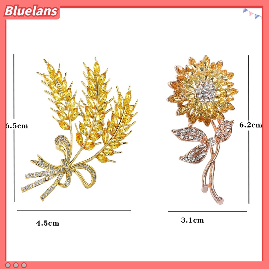 Bros Pin Bentuk Bunga Matahari Aksen Berlian Imitasi Electroplating Untuk Dekorasi Pakaian