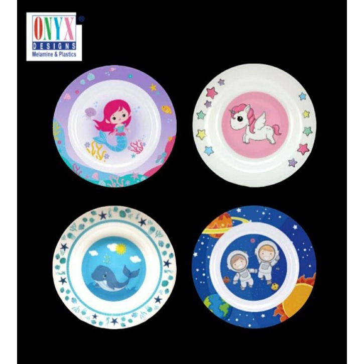 Piring Makan 9 Inch Melamin ONYX SEIV KARAKTER ANAK / Piring Anak Gambar Lucu Unik | Soup Plate